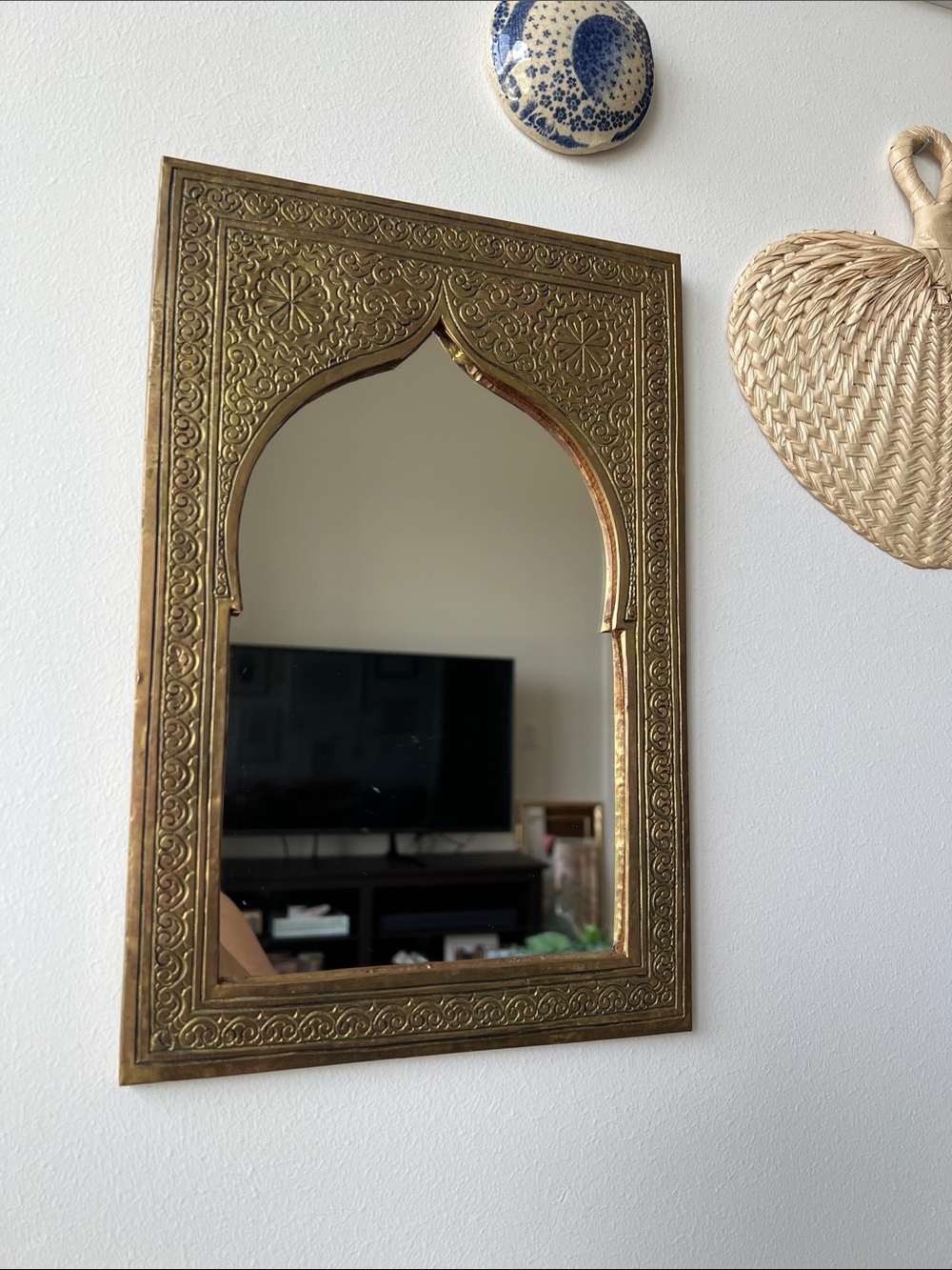Moroccan Brass Accent Mirror Decor - Picture 13 of 14